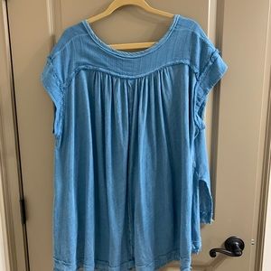 Blue Free People Aster Henley Top